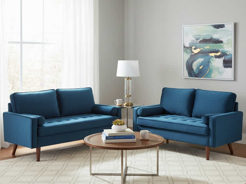 Gyllene Velvet Sofa Set - Blue