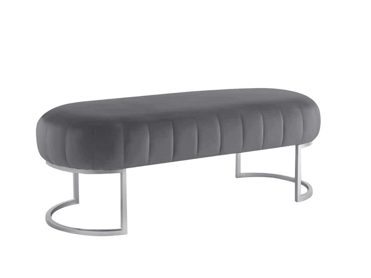 Lunare Velvet Ottoman Bench - Grey