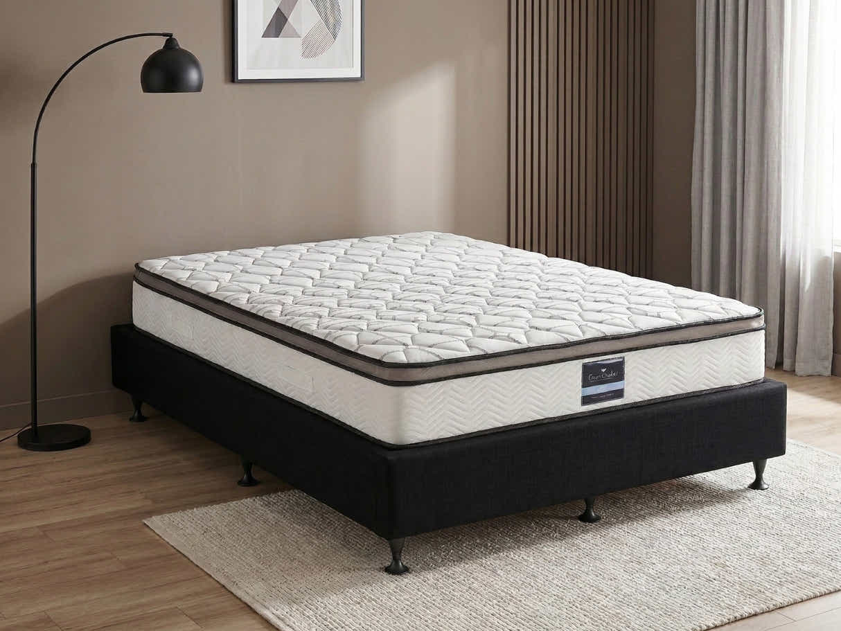 DS NZ Made SW Bed Base Black & Gel30 Mattress Queen