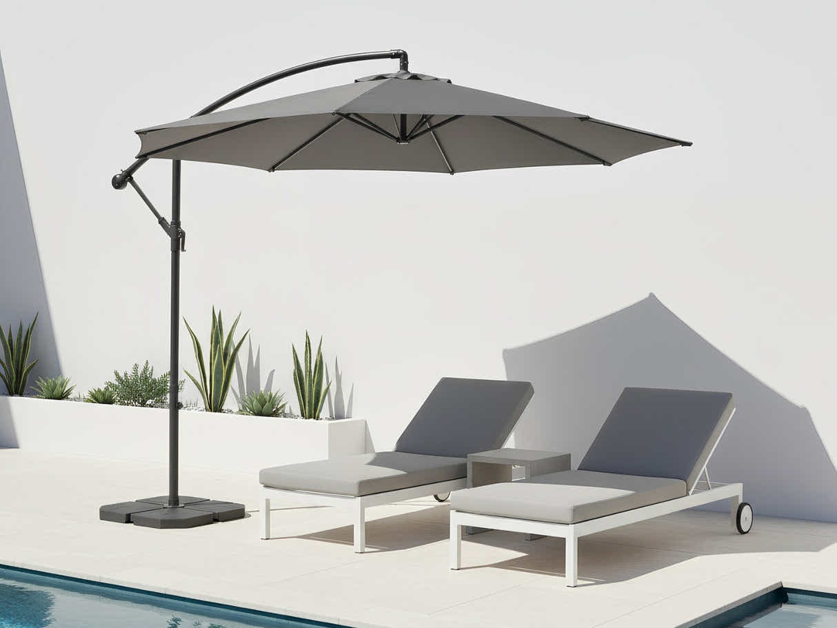 Grey Cantilever Patio Outdoor Umbrella - 3m