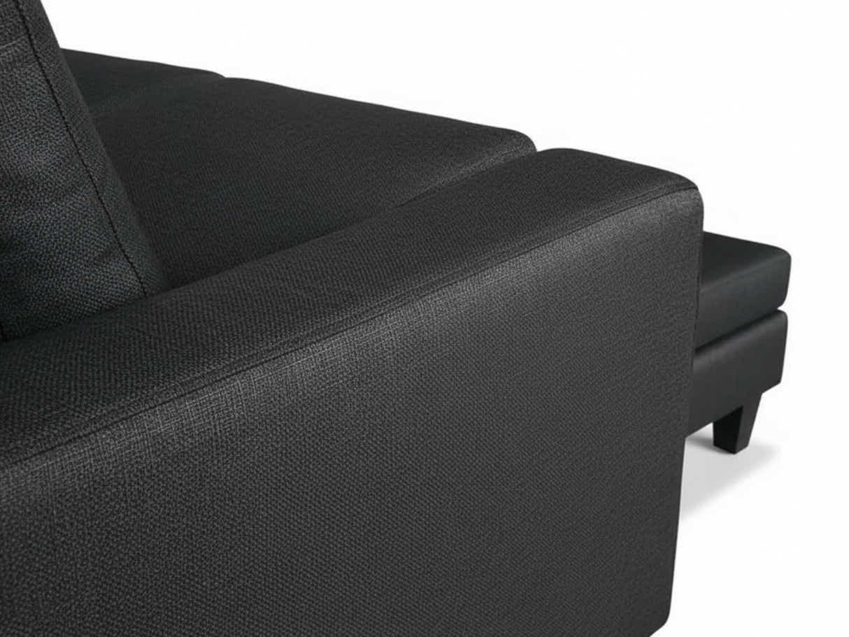 Robyn Linen Sofa Set With Ottoman - Black