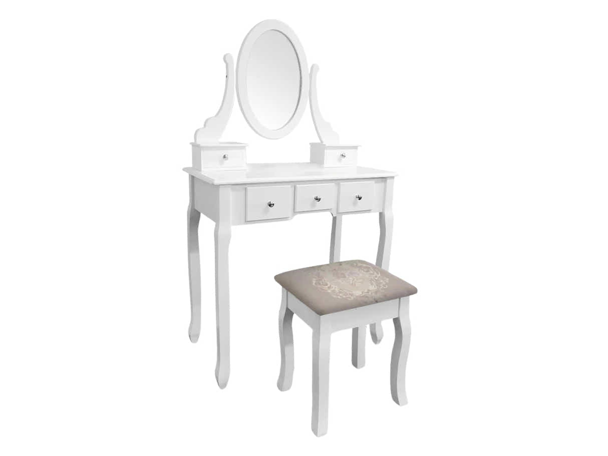 5-Drawer Dressing Table Set White - 80 cm