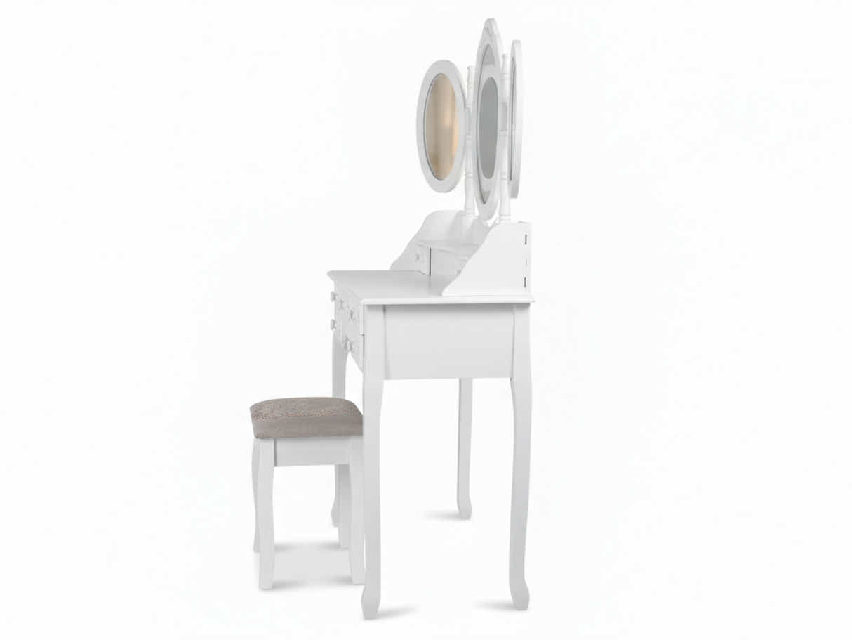 7-Drawer Dressing Table Set White - 90 cm