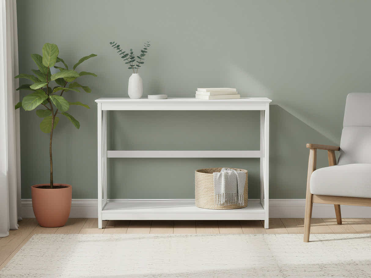 DS Console Table With Shelf - White