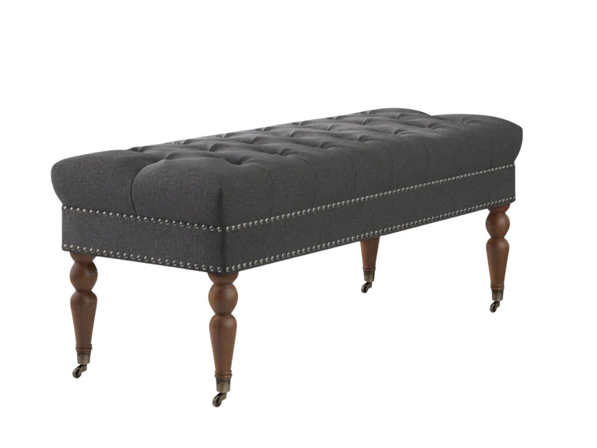 Bellay Linen Ottoman Bench - Dark Grey