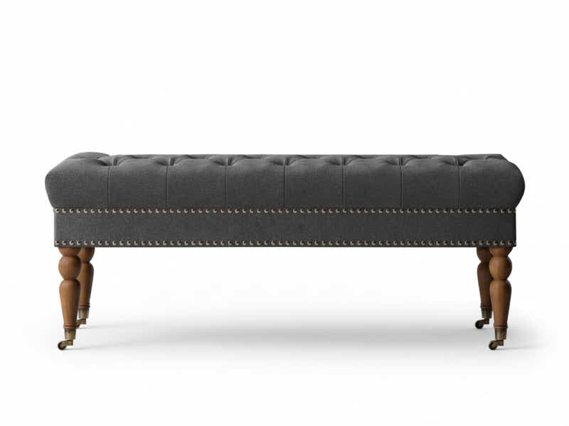 Bellay Linen Ottoman Bench - Dark Grey