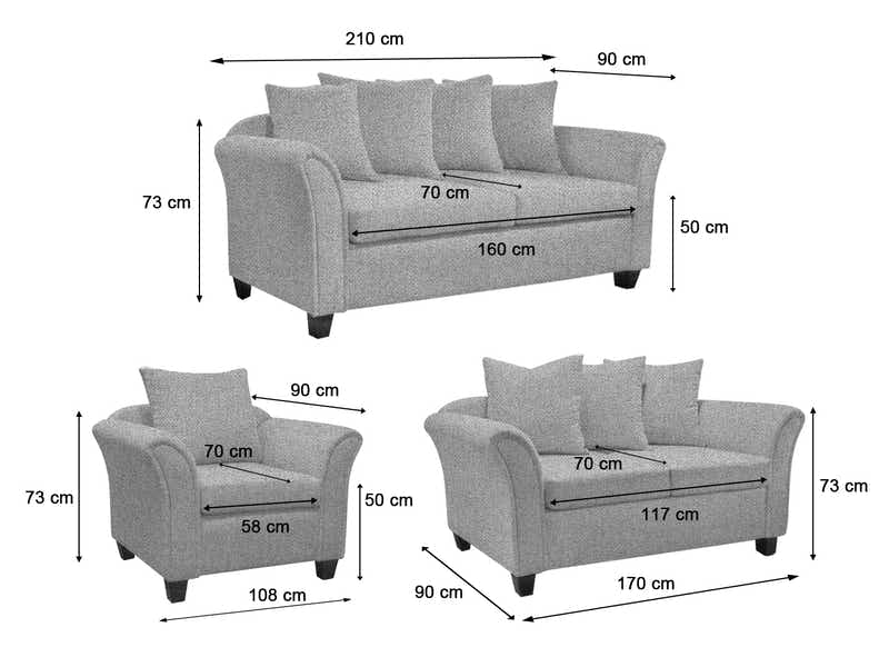 DS NZ Made Chika 3+2+1 Sofa Set - Kido Steel