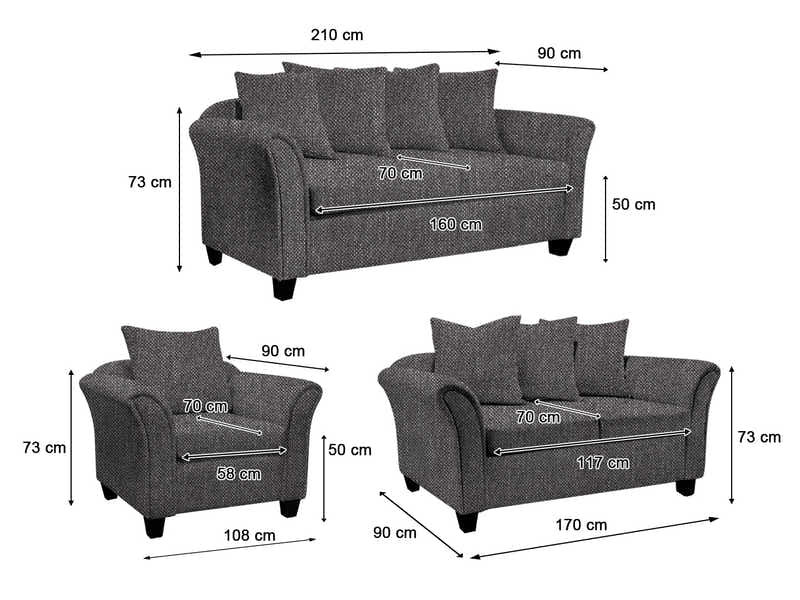 DS NZ Made Chika 3+2+1 Sofa Set - Kido Black