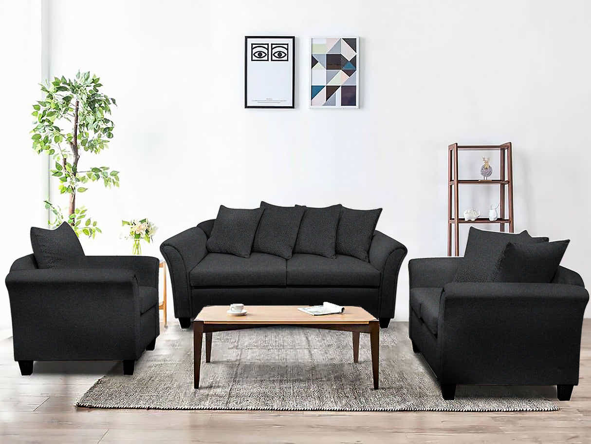 DS NZ Made Chika 3+2+1 Sofa Set - Vish Black
