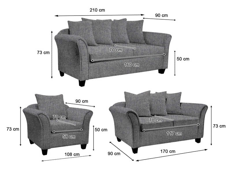 DS NZ Made Chika 3+2+1 Sofa Set - Vish Grey