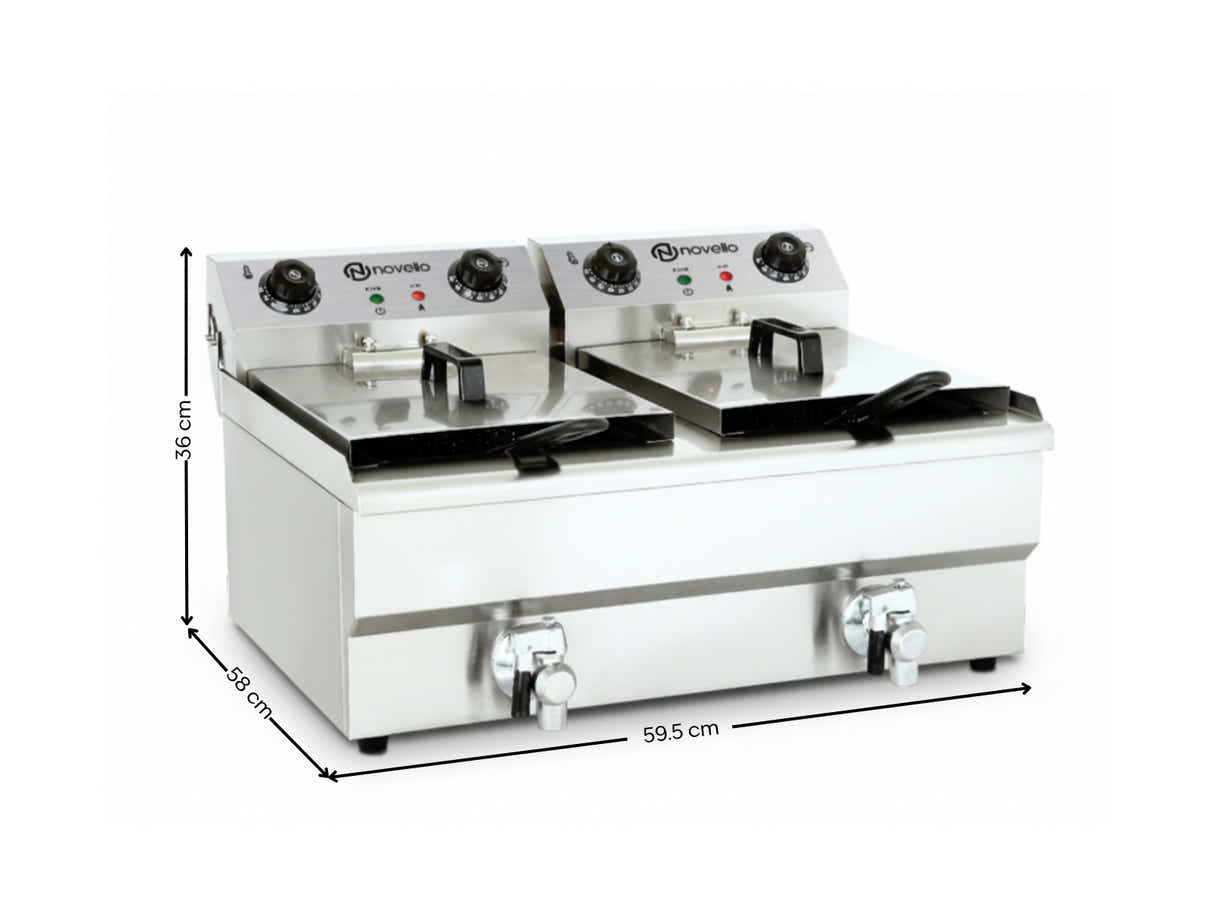 Twin Tank Electric Fryer with Dual Oil Taps