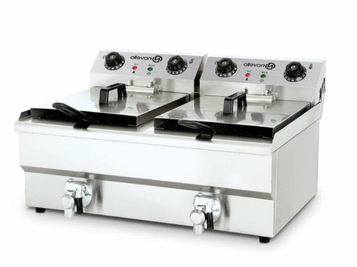 Twin Tank Electric Fryer with Dual Oil Taps