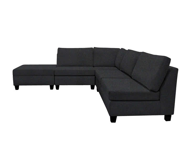 DS NZ Made Bhumi Corner Sofa with Ottoman - Vish Black