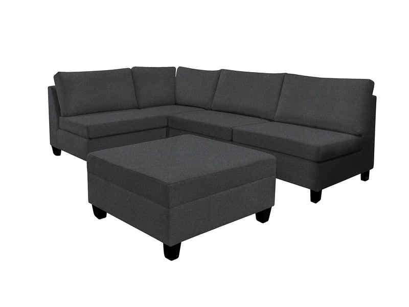 DS NZ Made Bhumi Corner Sofa with Ottoman - Vish Black
