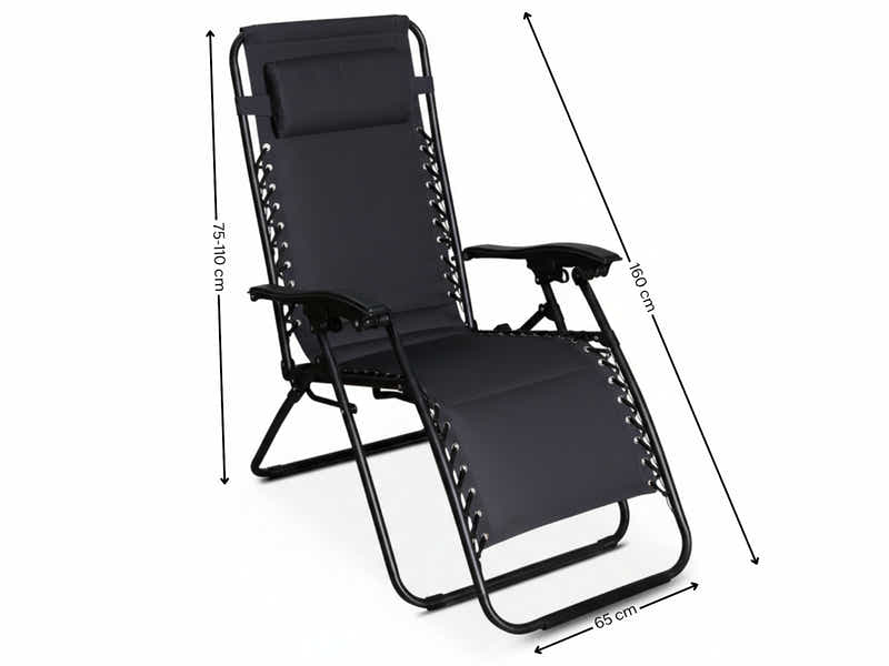 Zero Gravity Chair with Padded Cushion - Black
