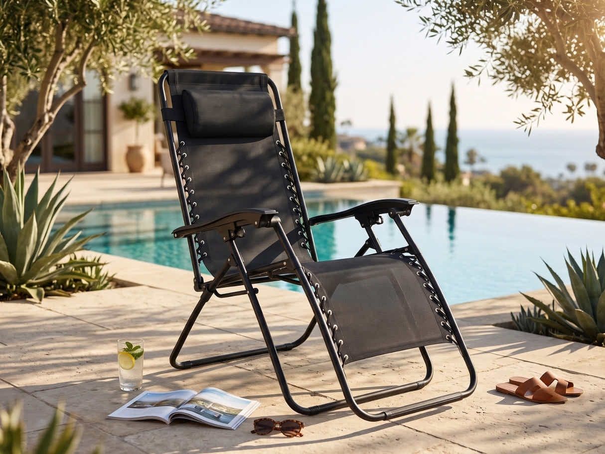 Zero Gravity Chair with Padded Cushion - Black