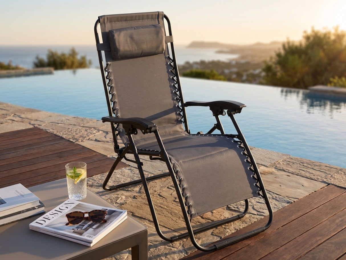 Zero Gravity Chair with Padded Cushion - Grey