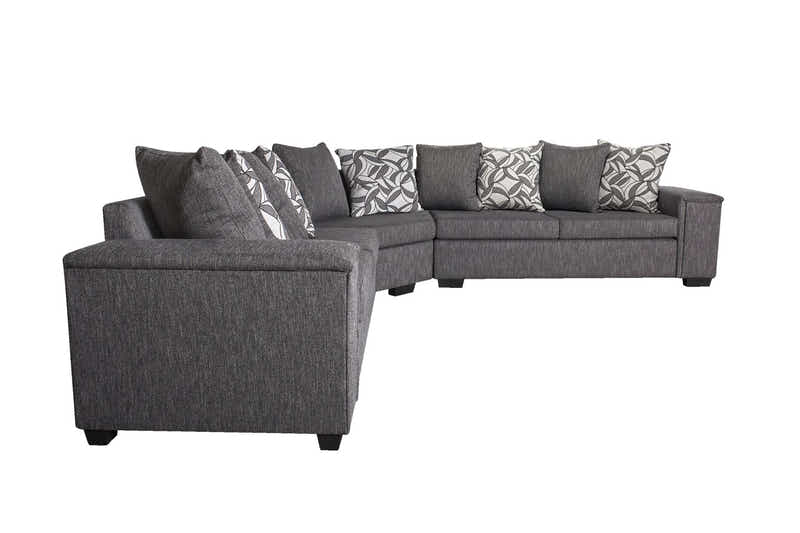 DS NZ Made Ella Corner Sofa with Pattern Cushion - Kido Black
