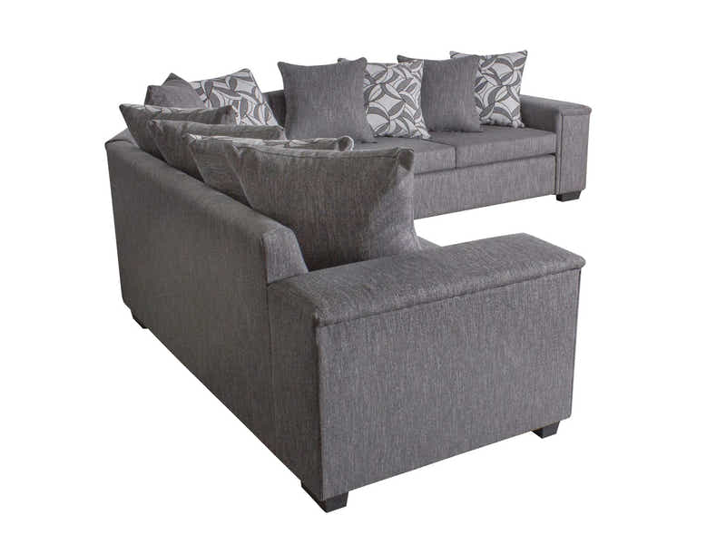 DS NZ Made Ella Corner Sofa with Pattern Cushion - Kido Black