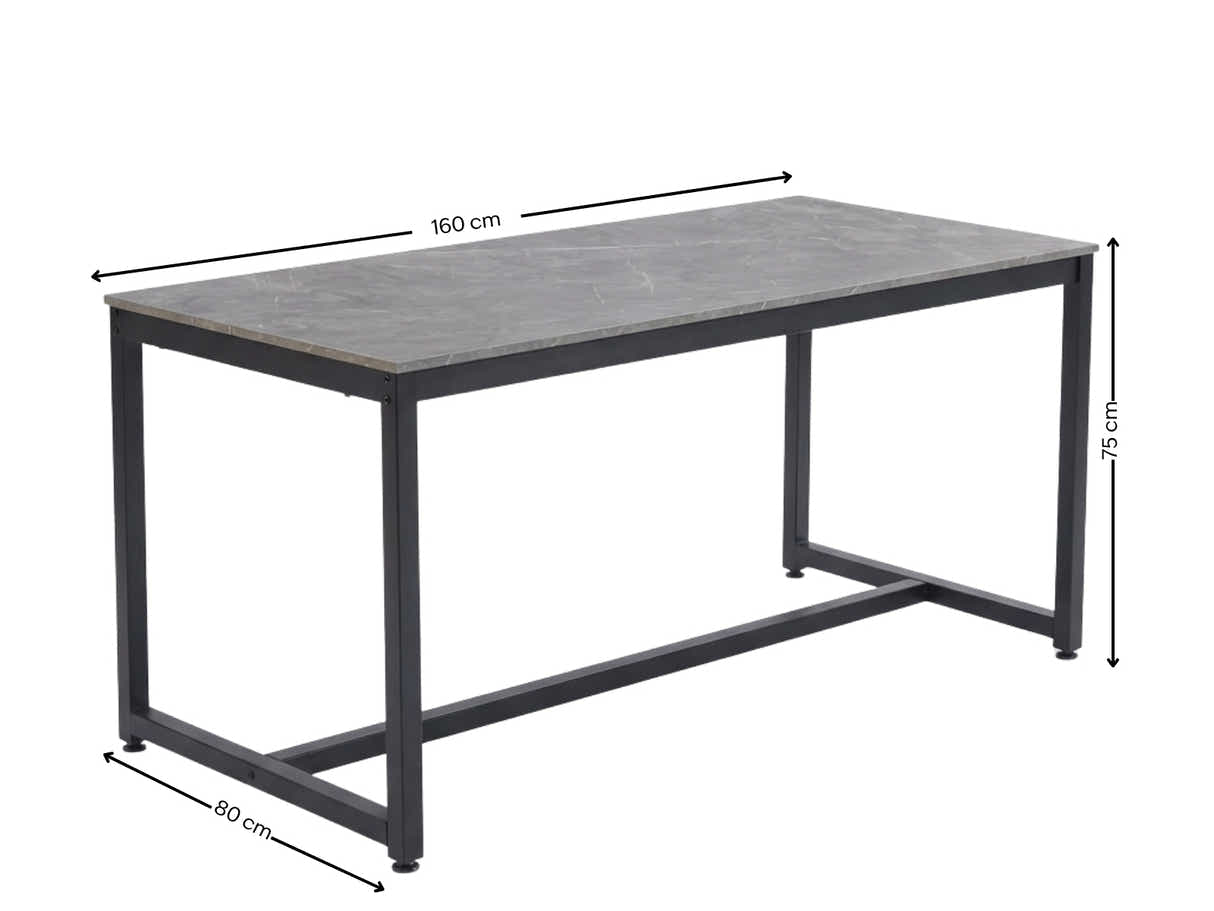 Grey Marble Look Dining Table - 160 cm