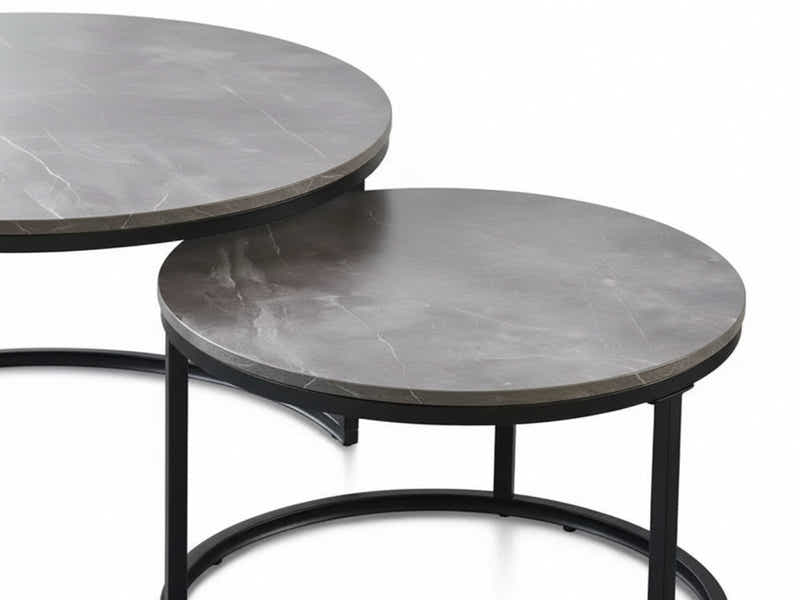 Nesting Coffee Table Set - Grey Marble Look