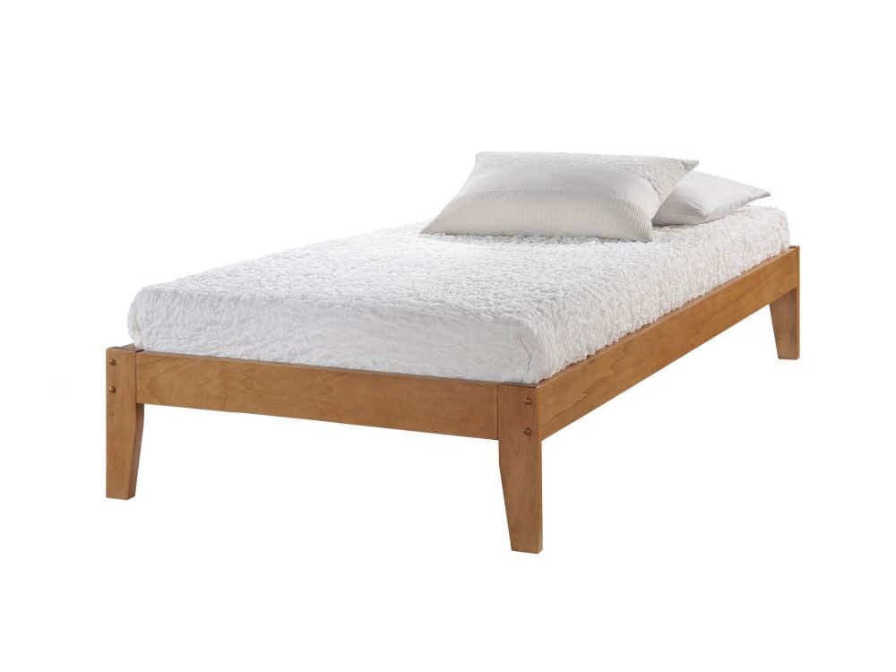 Sovo Bed Frame Oak & Xclusive Pocket Spring Mattress X20 - King Single