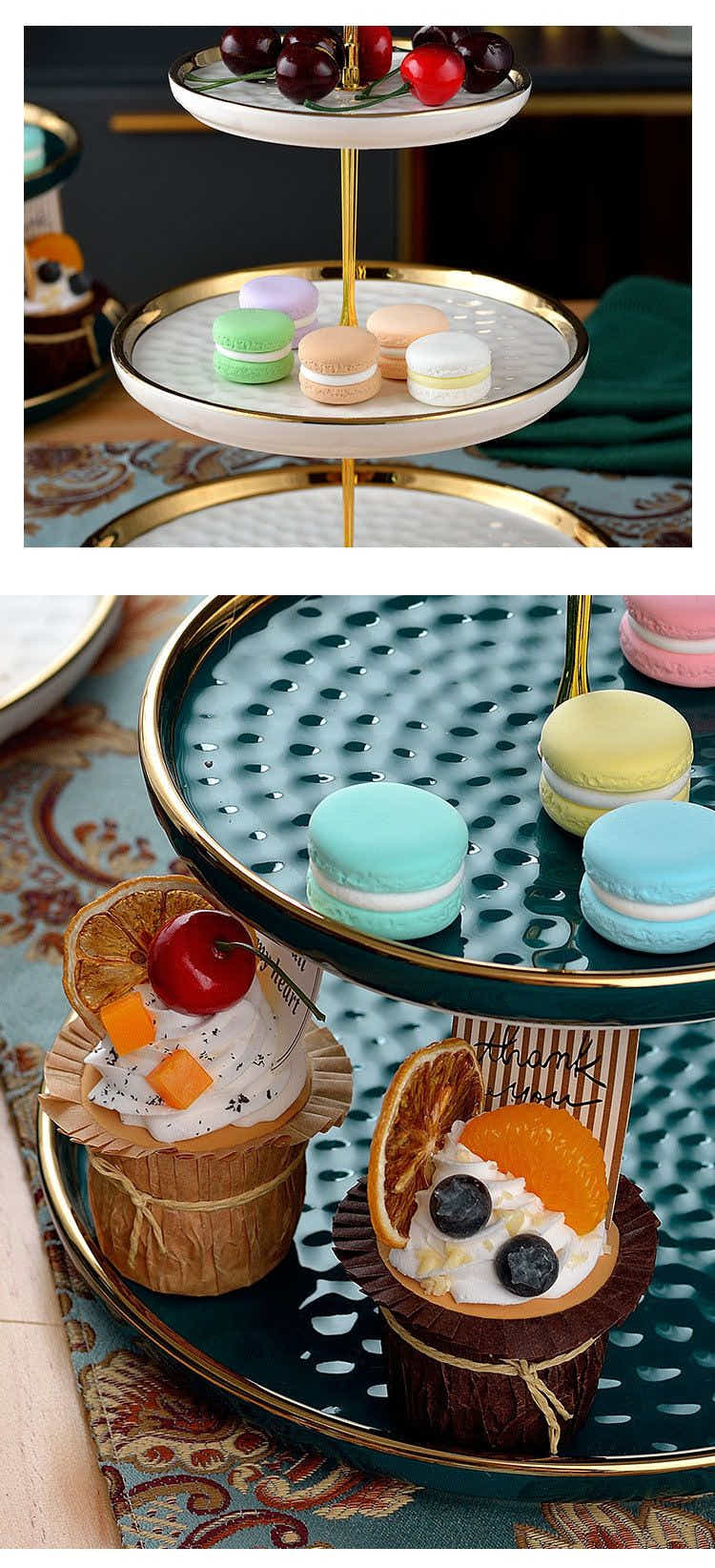 DS BS 3 Tier Ceramic High Tea Cake Dessert Stand-White