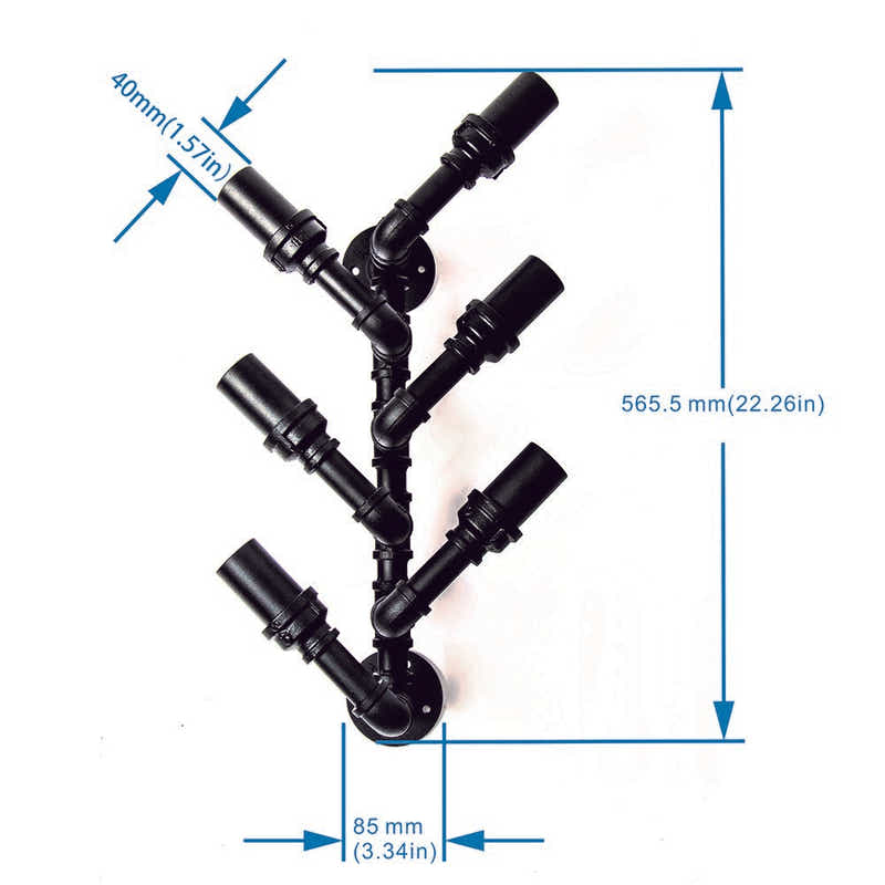 Wall-Mounted Pipe Wine Rack - 6 Bottle Holder