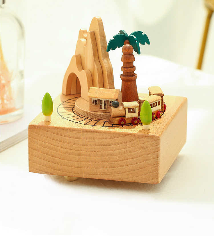 DS BS Musical Box Featuring Mountain Tunnel with Moving Magnetic Train