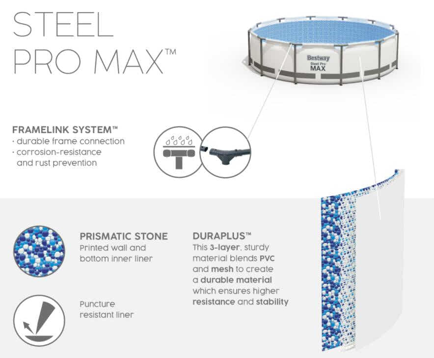 Bestway Steel Pro Max Pool 12Ft 3.66m x 0.1m