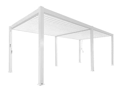 Aluminum Louvre Roof Pergola White - 3m x 6m