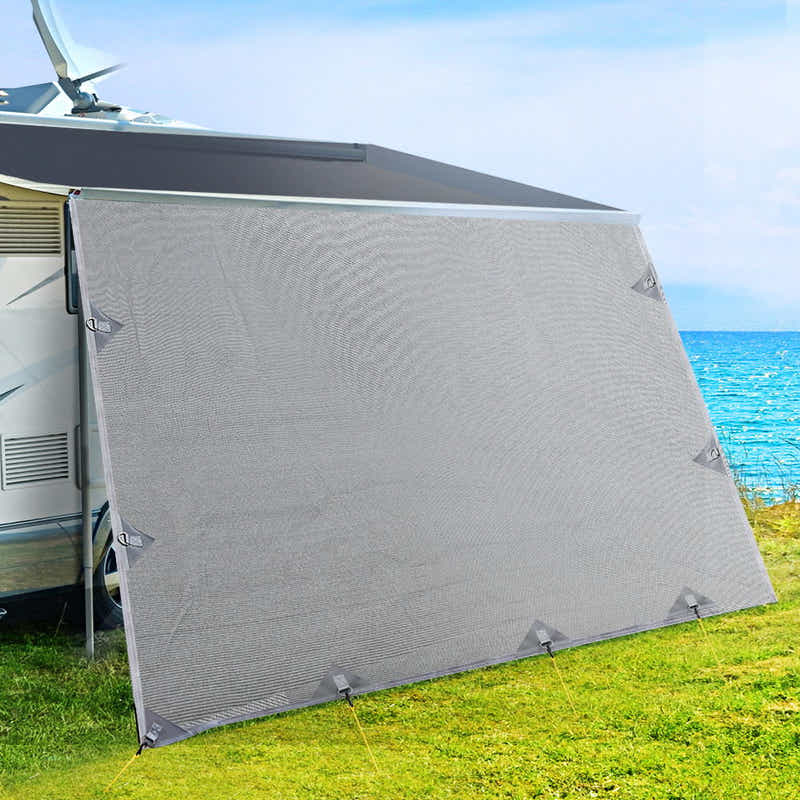 DS NA 4.0M Caravan Privacy Screens 1.95m Roll Out Awning End Wall Side Sun Shade