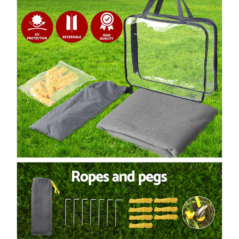 DS NA Grey Caravan Privacy Screen 1.95 x 2.2M Wall Side SunShade Roll Out Awning