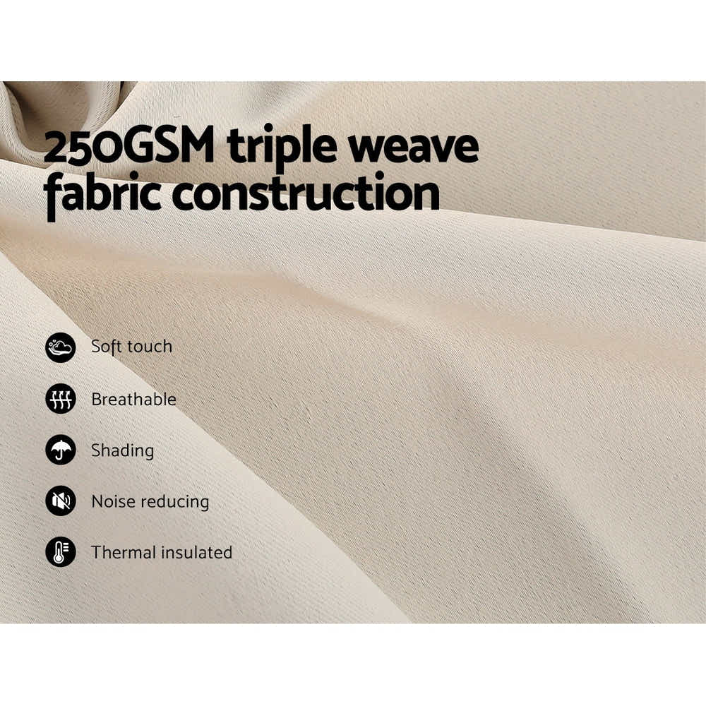 DS NA Artiss 2X Blockout Curtains Blackout Window Curtain Eyelet 240x230cm Beige