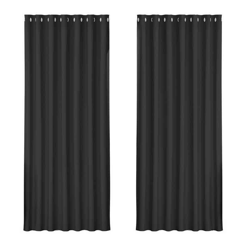 DS NA Artiss 2X Blockout Curtains Blackout Window Curtain Eyelet 240x230cm Black