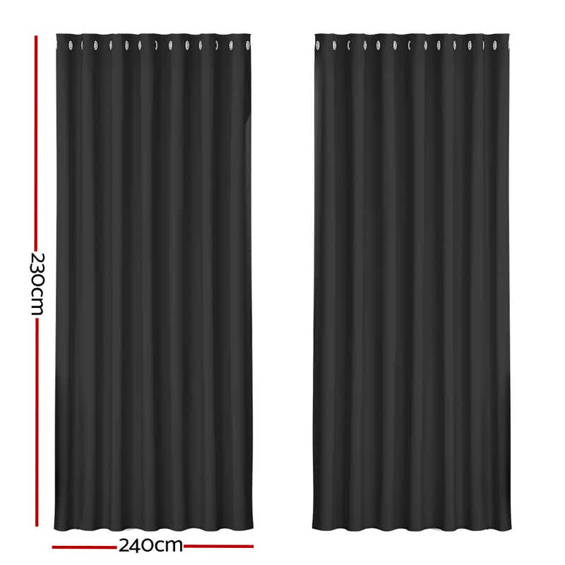 DS NA Artiss 2X Blockout Curtains Blackout Window Curtain Eyelet 240x230cm Black