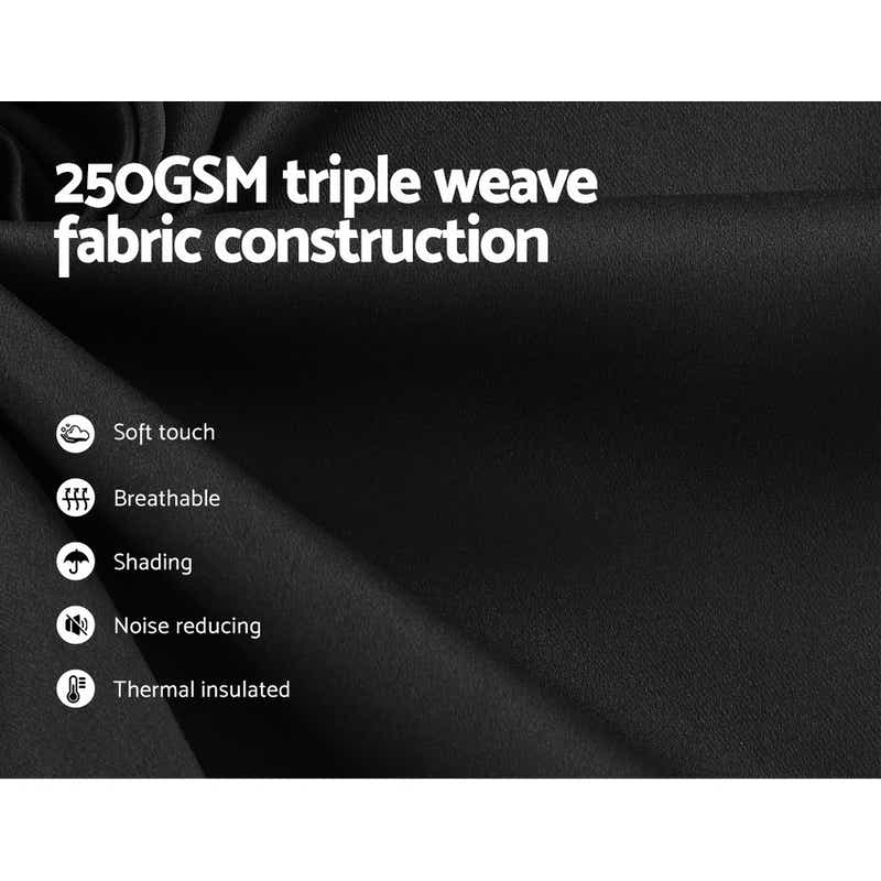 DS NA Artiss 2X Blockout Curtains Blackout Window Curtain Eyelet 240x230cm Black