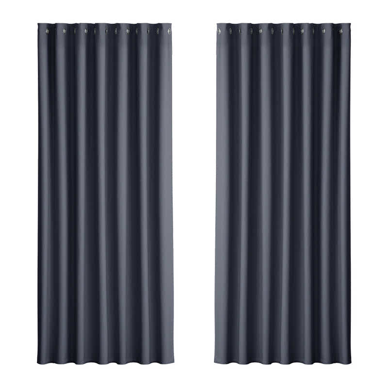 DS NA Artiss 2X Blockout Curtains Window Curtain Eyelet 240x230cm Charcoal