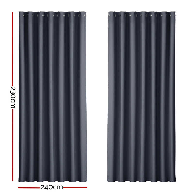 DS NA Artiss 2X Blockout Curtains Window Curtain Eyelet 240x230cm Charcoal