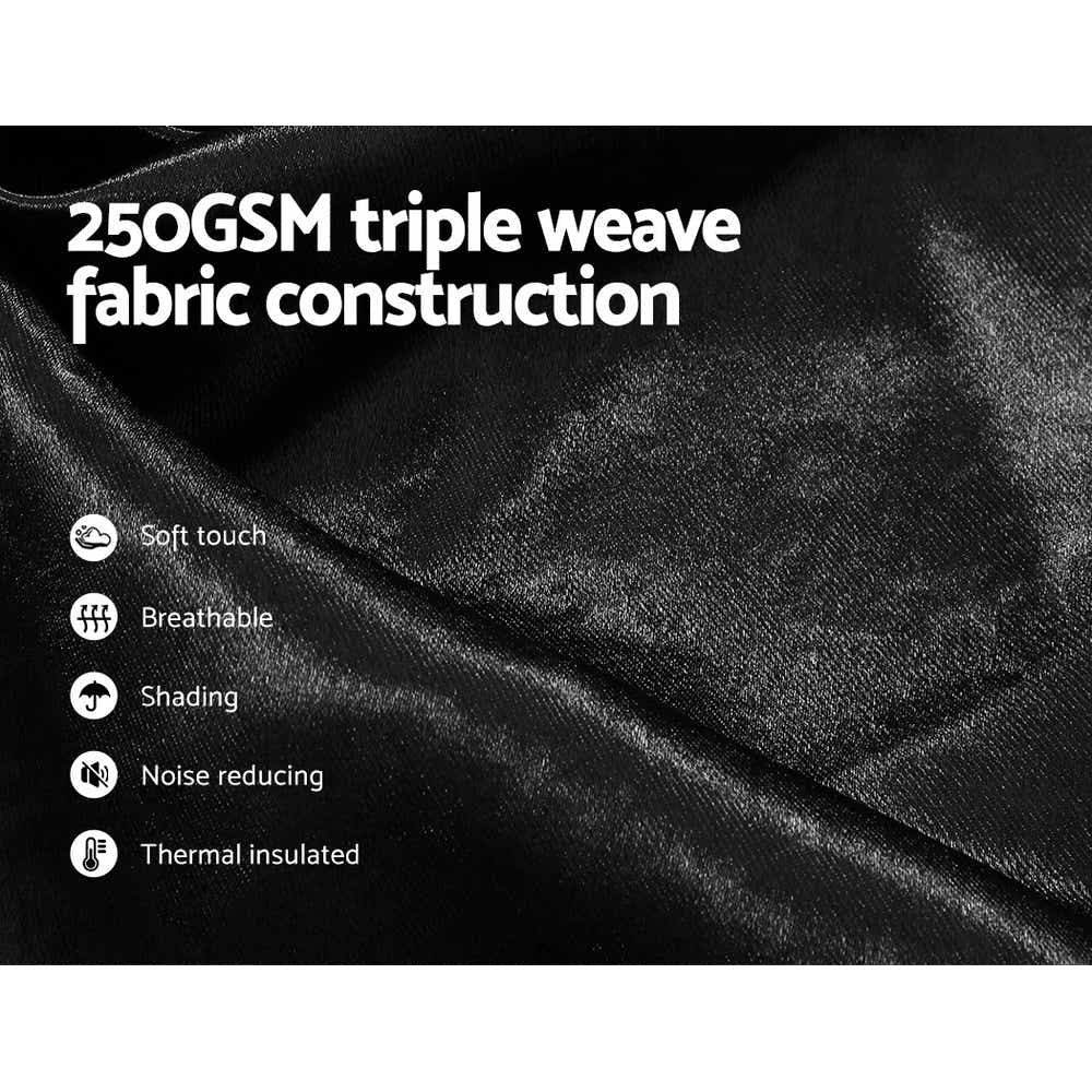 DS NA Artiss 2X Blockout Curtains Window Curtain Eyelet 140x230cm Black Shine