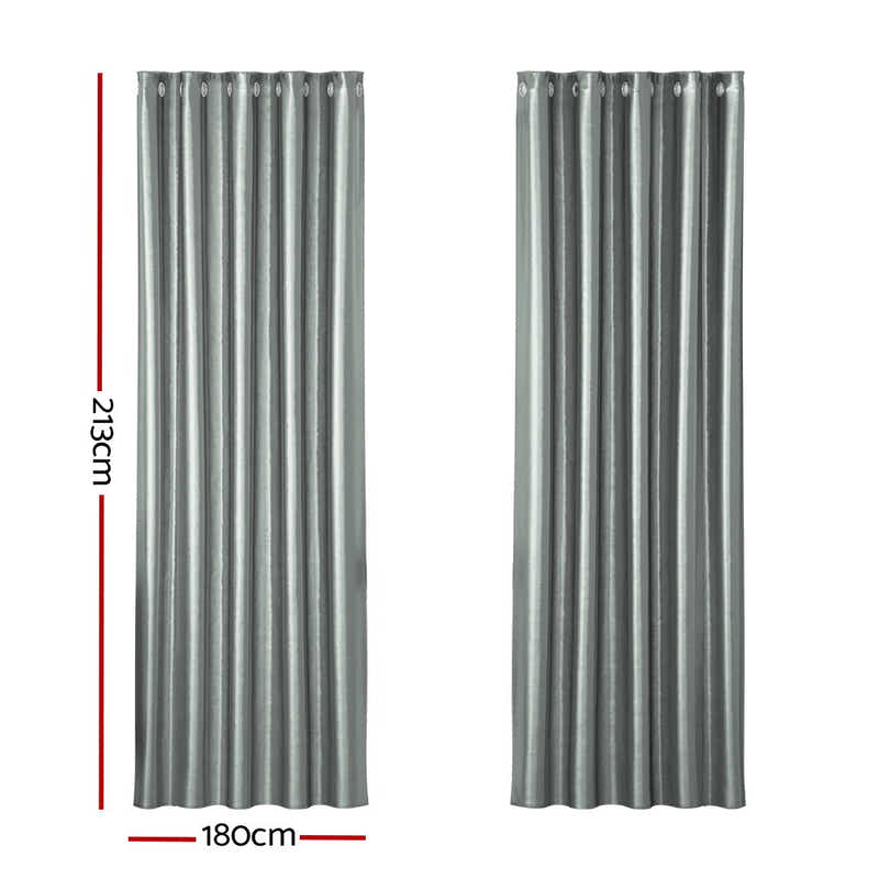 DS NA Artiss 2X Blockout Curtains Window Curtain Eyelet 180x213cm Grey Shine