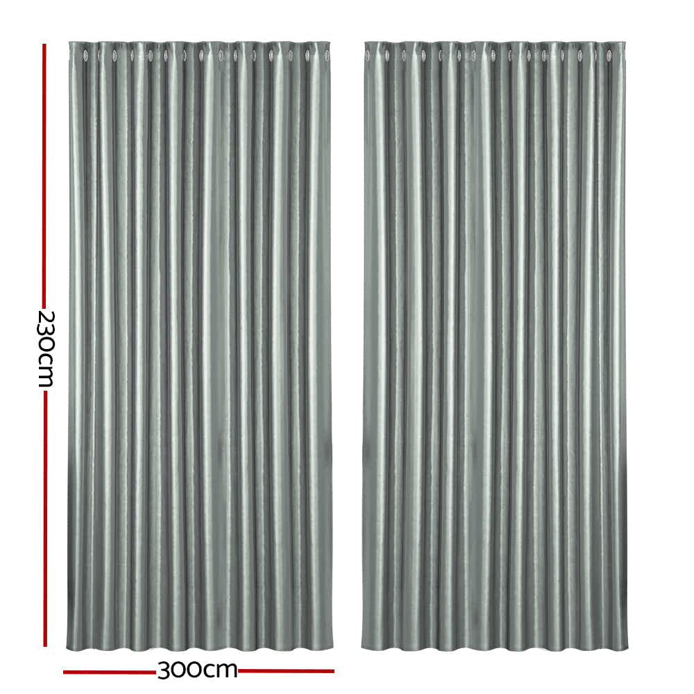 DS NA Artiss 2X Blockout Curtains Blackout Window Curtain Eyelet 300x230cm GY