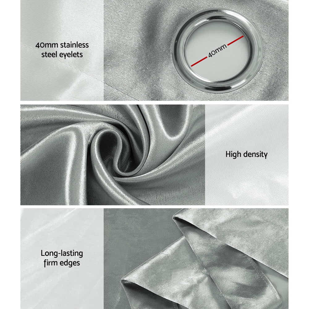 DS NA Artiss 2X Blockout Curtains Blackout Window Curtain Eyelet 300x230cm GY