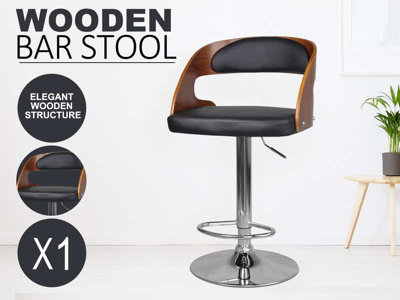 Swivel Bar Stool with Black Leather