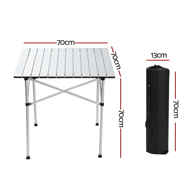 DS NA Weisshorn Camping Table Roll Up Aluminum Portable Desk Picnic 70CM