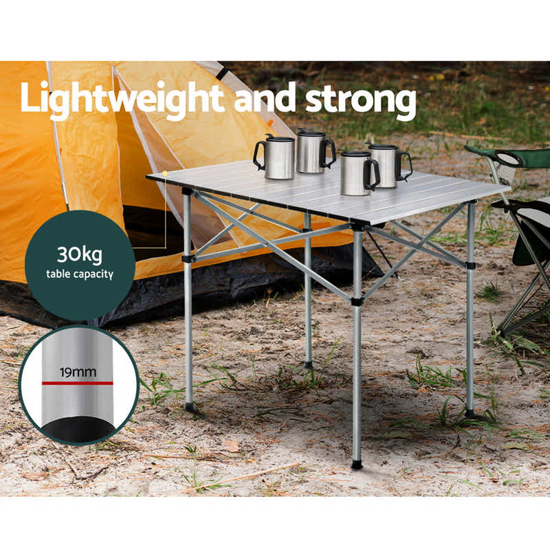 DS NA Weisshorn Camping Table Roll Up Aluminum Portable Desk Picnic 70CM