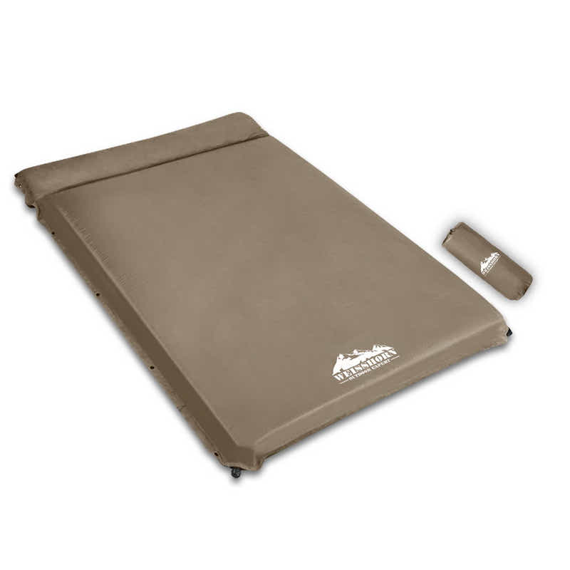 DS NA Weisshorn Double Size Self Inflating Mattress Mat 10CM Thick Coffee