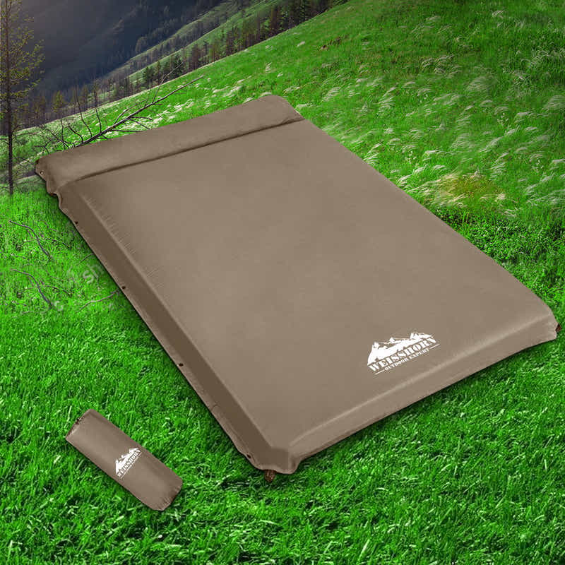 DS NA Weisshorn Double Size Self Inflating Mattress Mat 10CM Thick Coffee