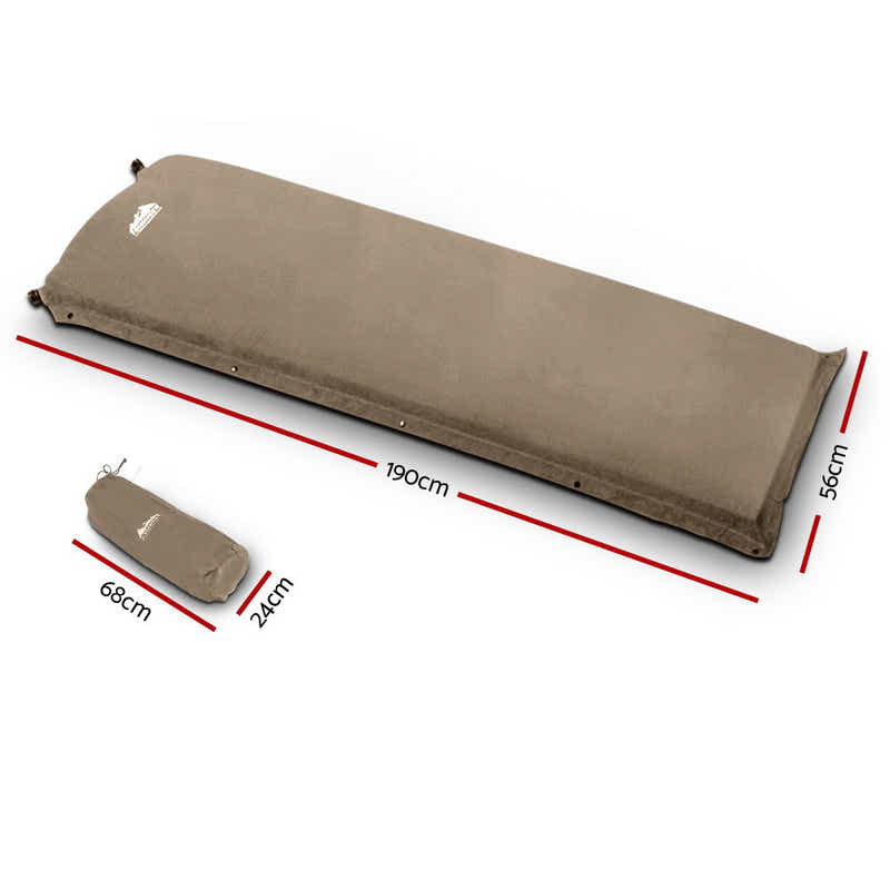 DS NA Single Size Self Inflating Matress Mat Joinable 10CM Thick Coffee