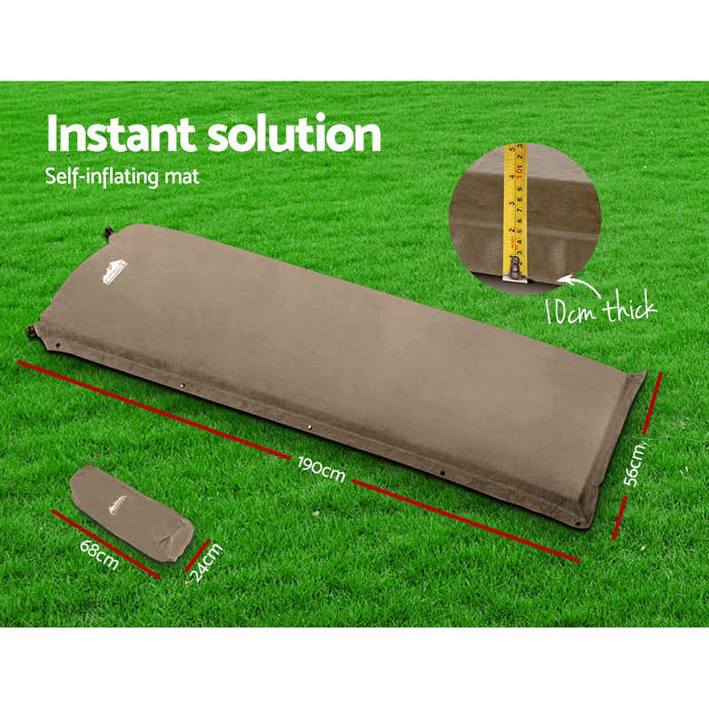 DS NA Single Size Self Inflating Matress Mat Joinable 10CM Thick Coffee